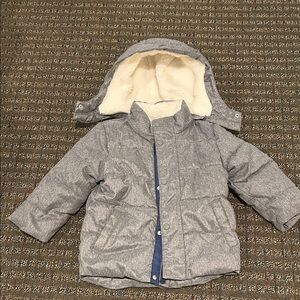GAP Gray Kids Puffer Jacket with Cream Lining